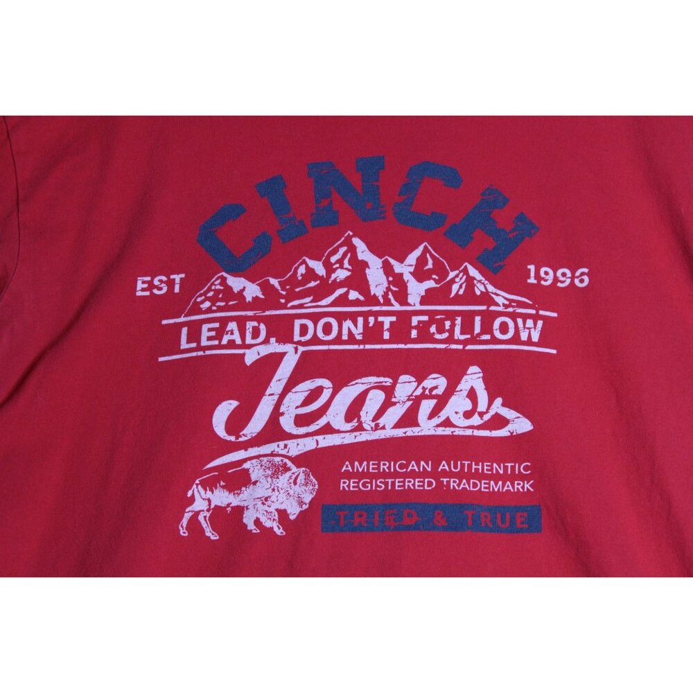 Cinch Red Short Sleeve Lead Don't Follow Tee Shirt Mens XL